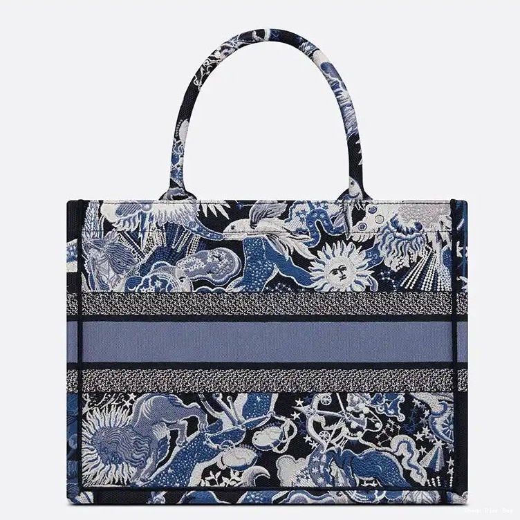 Cheap Dior Bag Blue Zodiac Tote Canvas Book Dior Fantastico Motif 0508